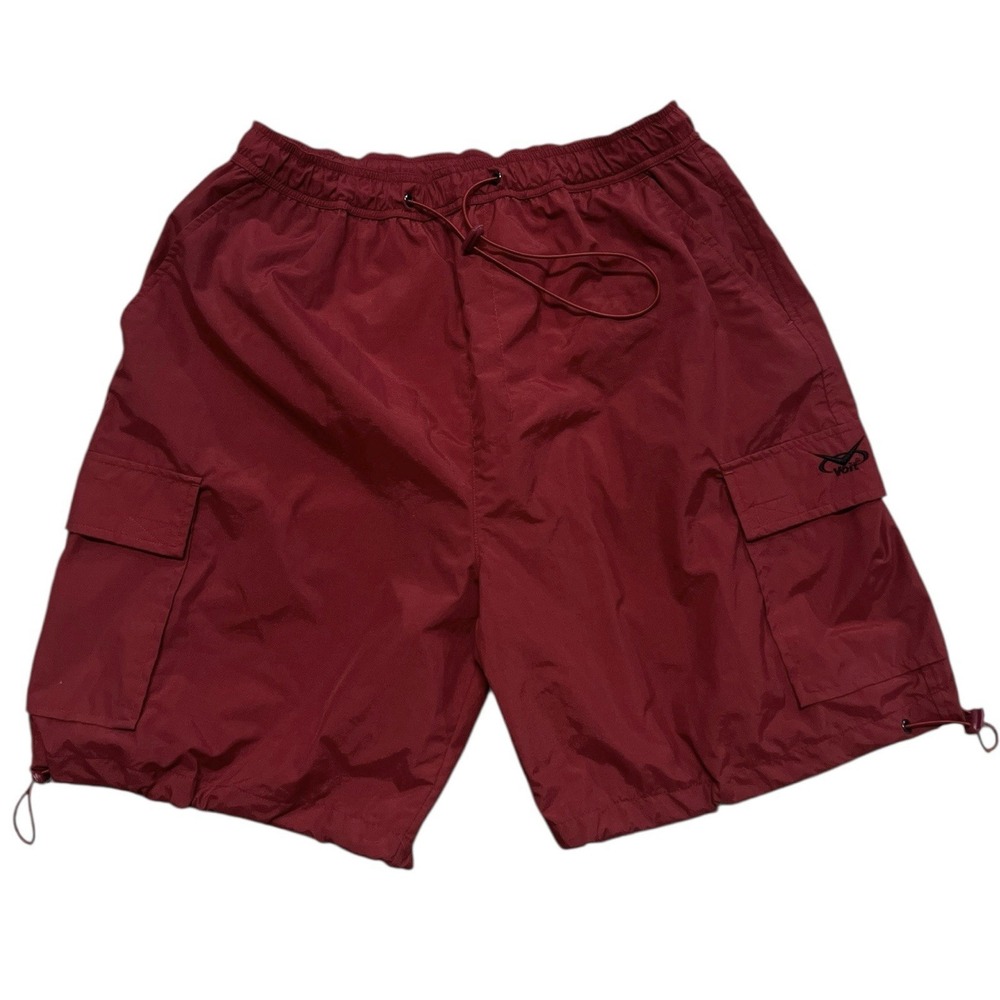 Voit Men's Red Cargo Swim Trunks Size Large Nylon Mesh Lined Y2K Style 8" Inseam - Picture 2 of 11